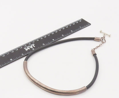 925 Sterling Silver  Vintage Minimalist Tribal Toggle Lock Necklace  NE4146
