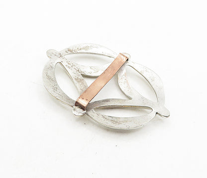 NAVAJO 925 Sterling Silver  Vintage Antique Shiny Two Tone Belt Buckle  TR1147