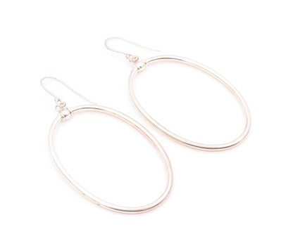 925 Sterling Silver Vintage Earrings Dangling Large Solid Oval Ring  EG13363