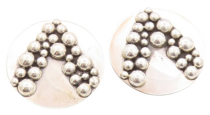 925 Sterling Silver Vintage Earrings CARSI MEXICO Carved Bubble Design  EG13568