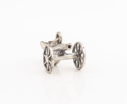 925 Sterling Silver Vintage Pendant Solid 3D Carved Mini Volley Gun  PT22760