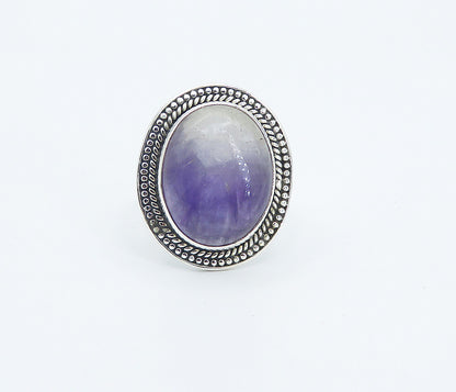 925 Sterling Silver  Cabochon Cut Amethyst Twist Cocktail Ring Sz 9  RG8312