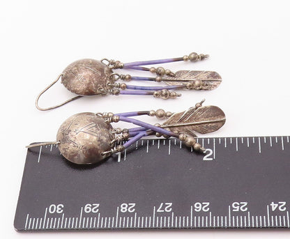 925 Sterling Silver Vintage Earrings Dark Tone Domed Dream Catcher  EG13462
