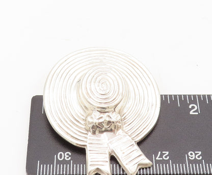MEXICO 925 Sterling Silver  Vintage Spiral Carved Bow Hat Brooch Pin  BP10480