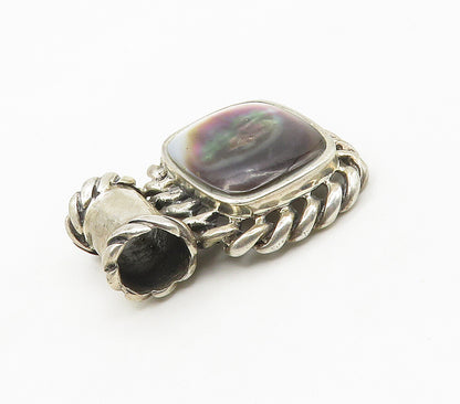925 Sterling Silver  Vintage Abalone Shell Twist Slide Pendant  PT12140