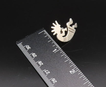 MEXICO 925 Silver  Vintage Carved Kokopelli Dancer Stud Earrings  EG12198