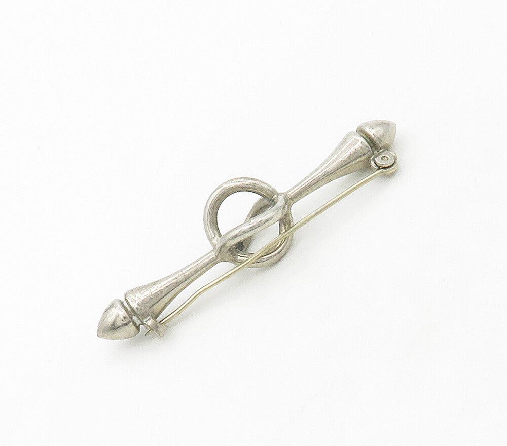925 Sterling Silver  Vintage Shiny Smooth Modernist Design Brooch Pin  BP6463
