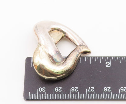 925 Sterling Silver  Vintage Shiny Pretzel Love Heart Brooch Pin  BP9952