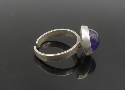 FINLAND 925 Silver   Vintage Cabochon Cut Amethyst Band Ring Sz 6.5  RG23022