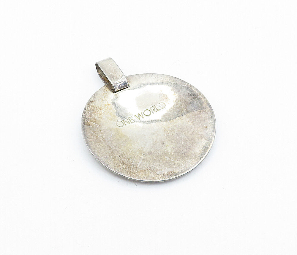 RLM STUDIO 925 Sterling Silver  Vintage One World Stamped Drop Pendant  PT3036