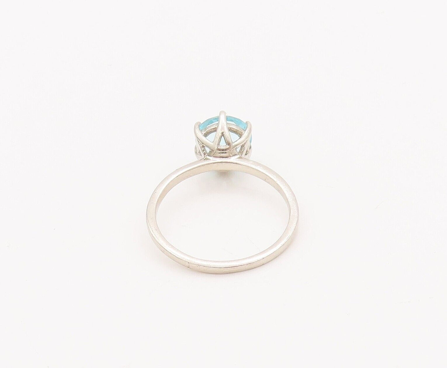 925 Sterling Silver Vintage Ring Minimalist Round Blue CZ  Sz 7  RG28232