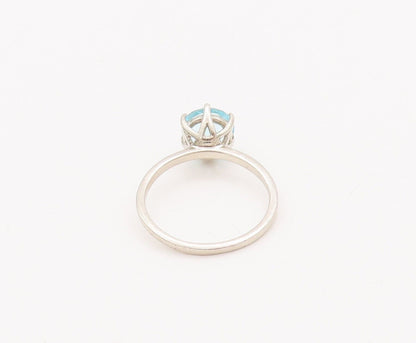925 Sterling Silver Vintage Ring Minimalist Round Blue CZ  Sz 7  RG28232
