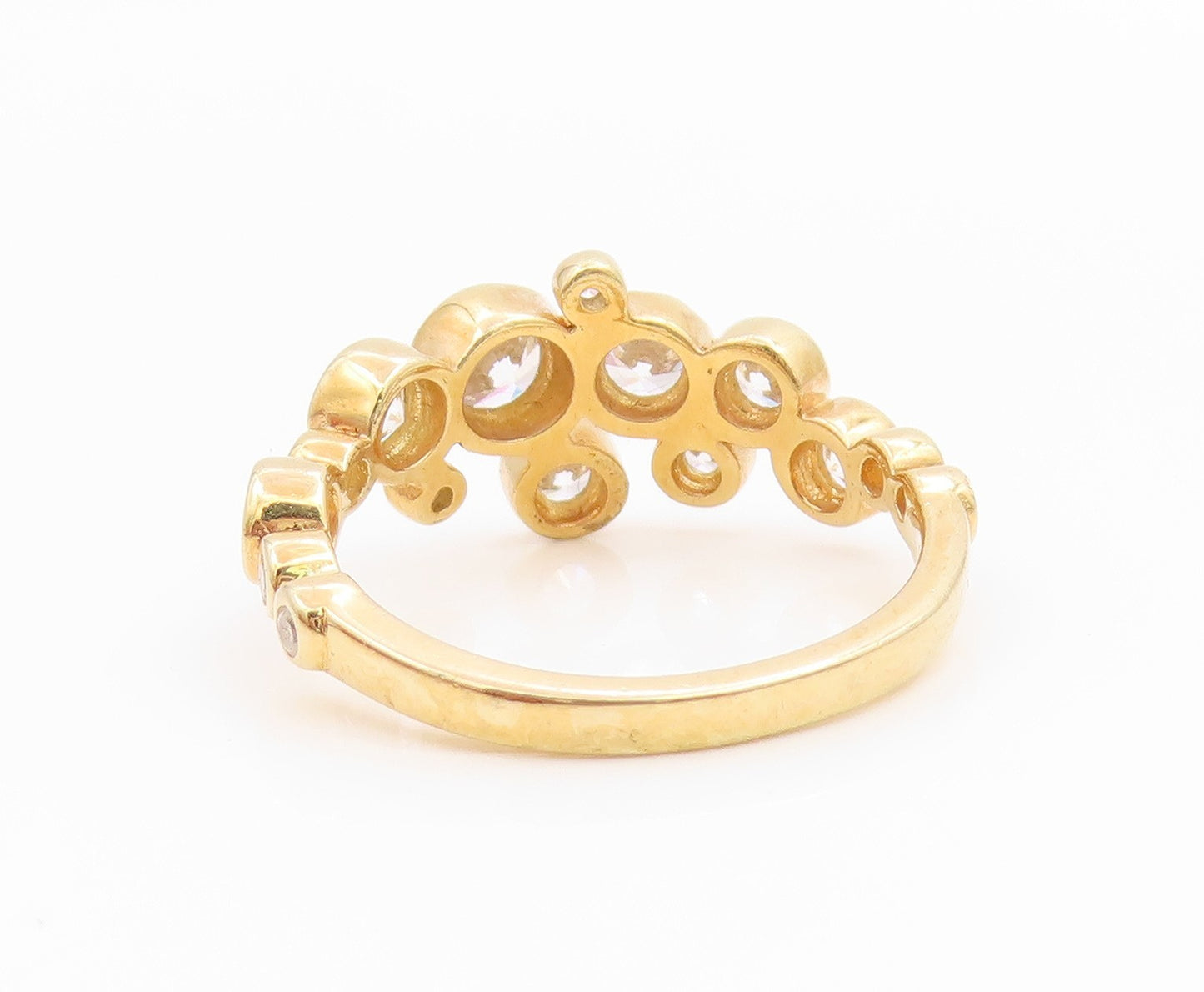 925 Sterling Silver Vintage Ring Gold Plated Bezel Set CZ Band  Sz 7  RG35787