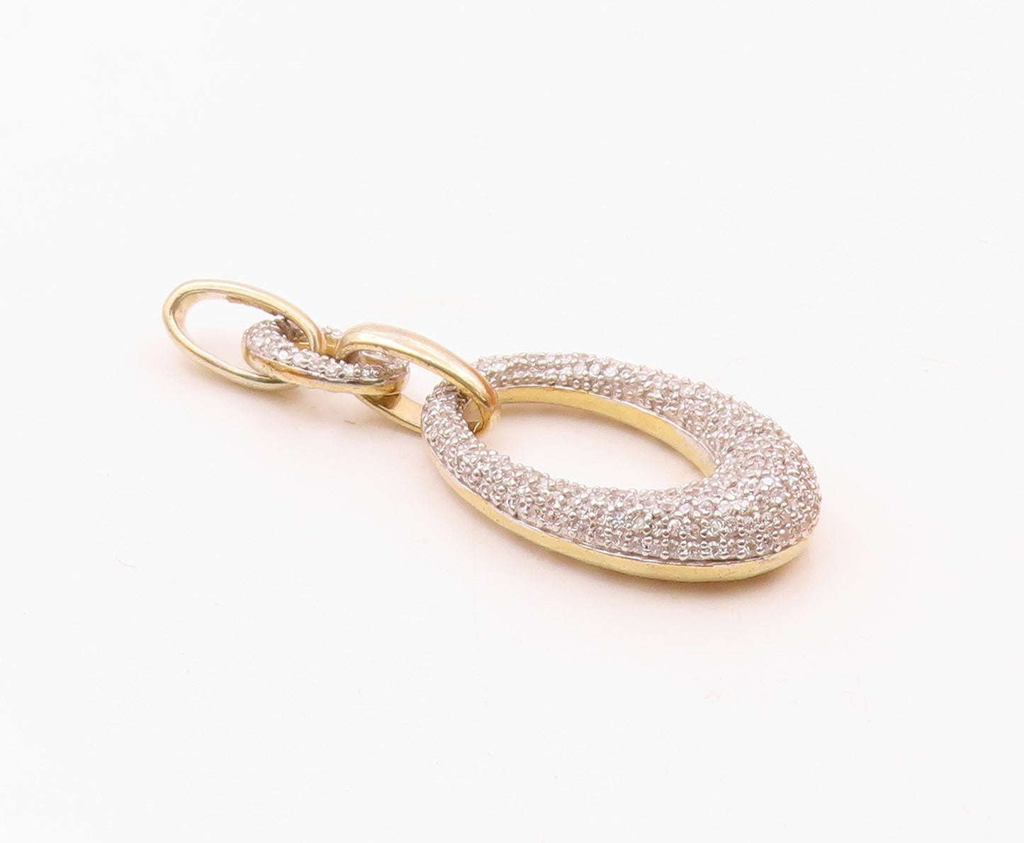 925 Sterling Silver  Vintage Cubic Zirconia Golf Plated Oval Pendant  PT17636