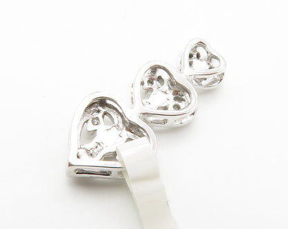 925 Sterling Silver  Genuine Diamonds Graduated Love Hearts Pendant  PT11063