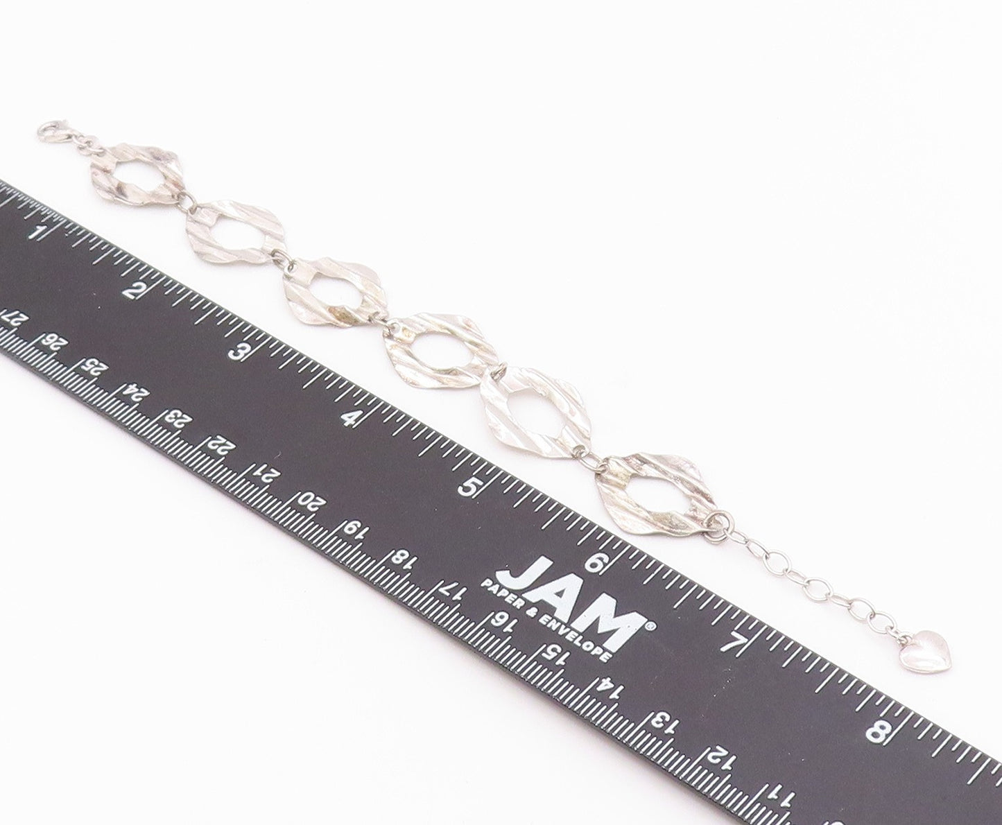 925 Sterling Silver  Vintage Shiny Sculpted Link Chain Bracelet  BT6515