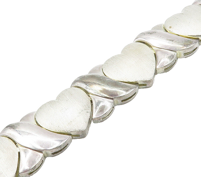 925 Sterling Silver  Vintage Shiny XO Hugs & Kisses Chain Bracelet  BT6195