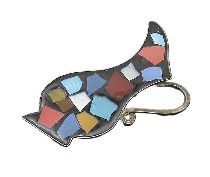 ISRAEL 925 Silver  Vintage Mother Of Pearl Mosaic Vase Brooch Pin  BP9181