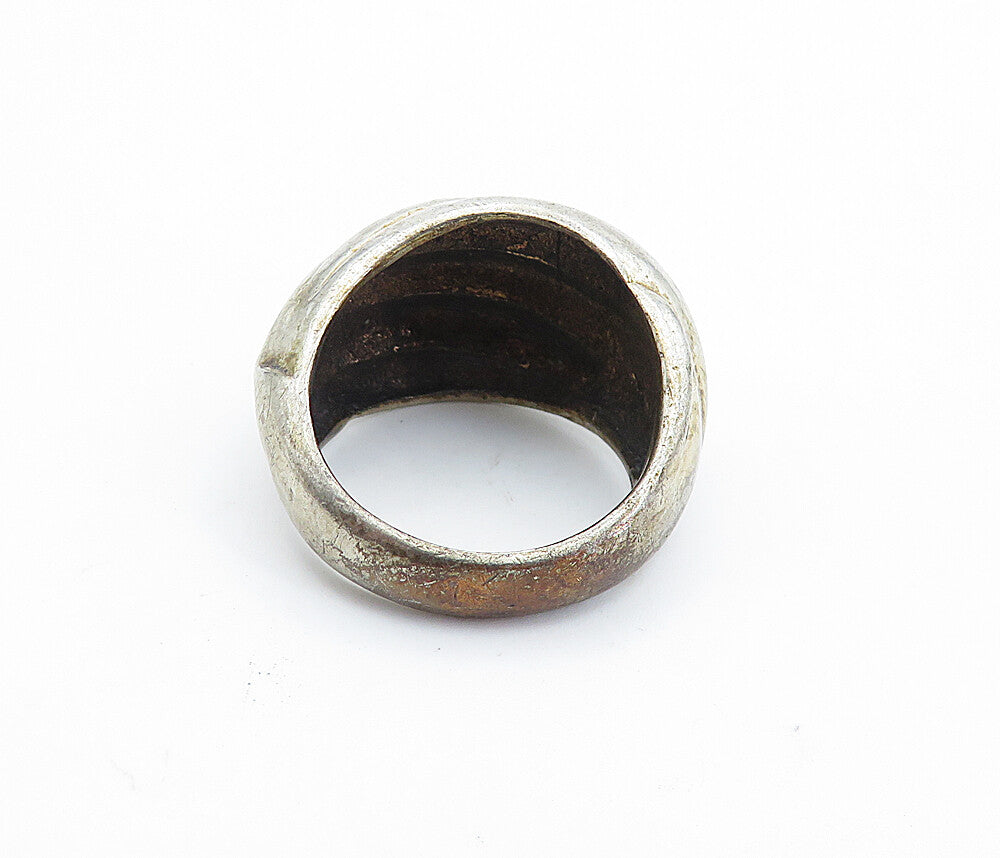 925 Sterling Silver  Vintage Dark Tone Fluted Dome Band Ring Sz 7  RG6448