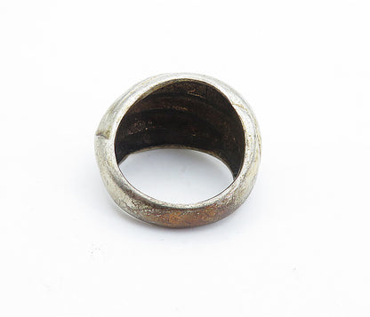 925 Sterling Silver  Vintage Dark Tone Fluted Dome Band Ring Sz 7  RG6448
