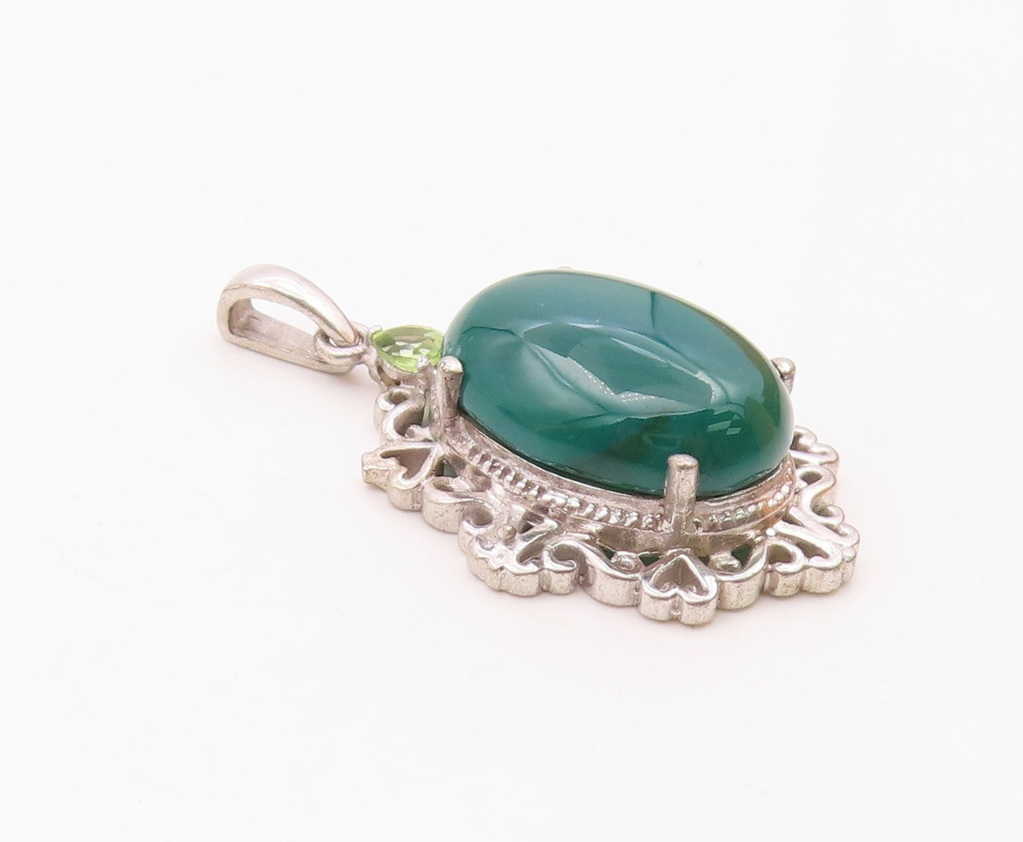 KARIS 925 Sterling Silver  Carnelian & Peridot Accent Drop Pendant  PT6519