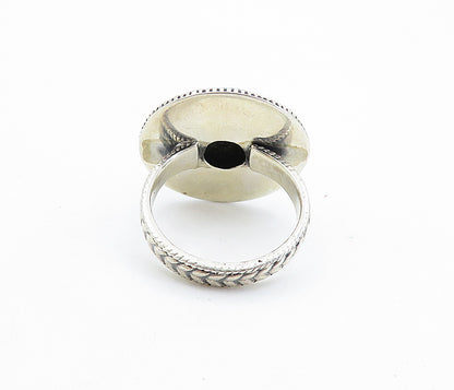 925 Sterling Silver  Vintage Turquoise Wheat Band Cocktail Ring Sz 7.5  RG7540