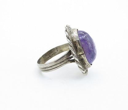 MEXICO 925 Silver  Vintage Cabochon Cut Amethyst Cocktail Ring Sz 6.5  RG6647