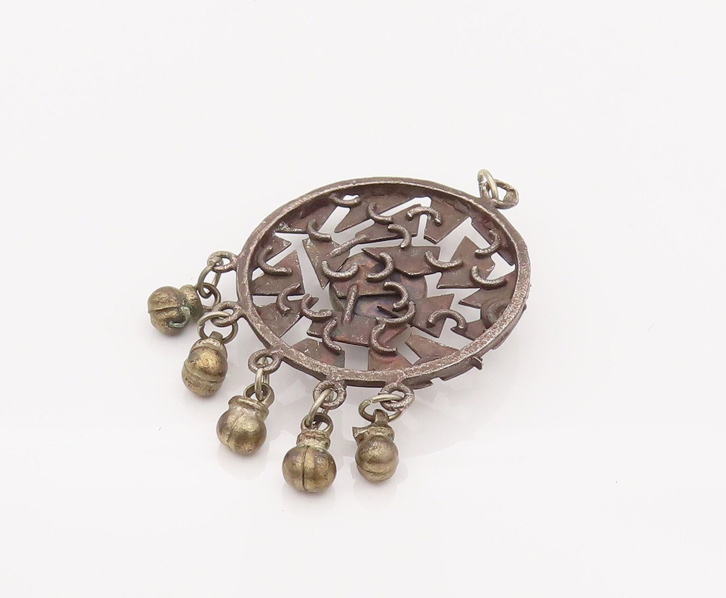 925 Sterling Silver Vintage Modernist Collage Pattern Tiger Eye Pendant  PT22159