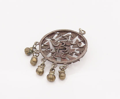 925 Sterling Silver Vintage Modernist Collage Pattern Tiger Eye Pendant  PT22159