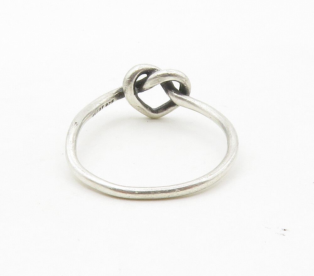 AVERY 925 Sterling Silver  Vintage Open Love Heart Knot Band Ring Sz 7 RG15282