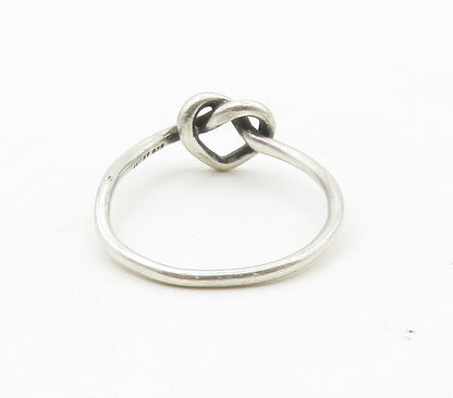 AVERY 925 Sterling Silver  Vintage Open Love Heart Knot Band Ring Sz 7 RG15282