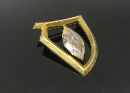 LUDWIG WOLPERT 925 Silver  Vintage Genuine Diamond Shiny Brooch Pin  BP8915