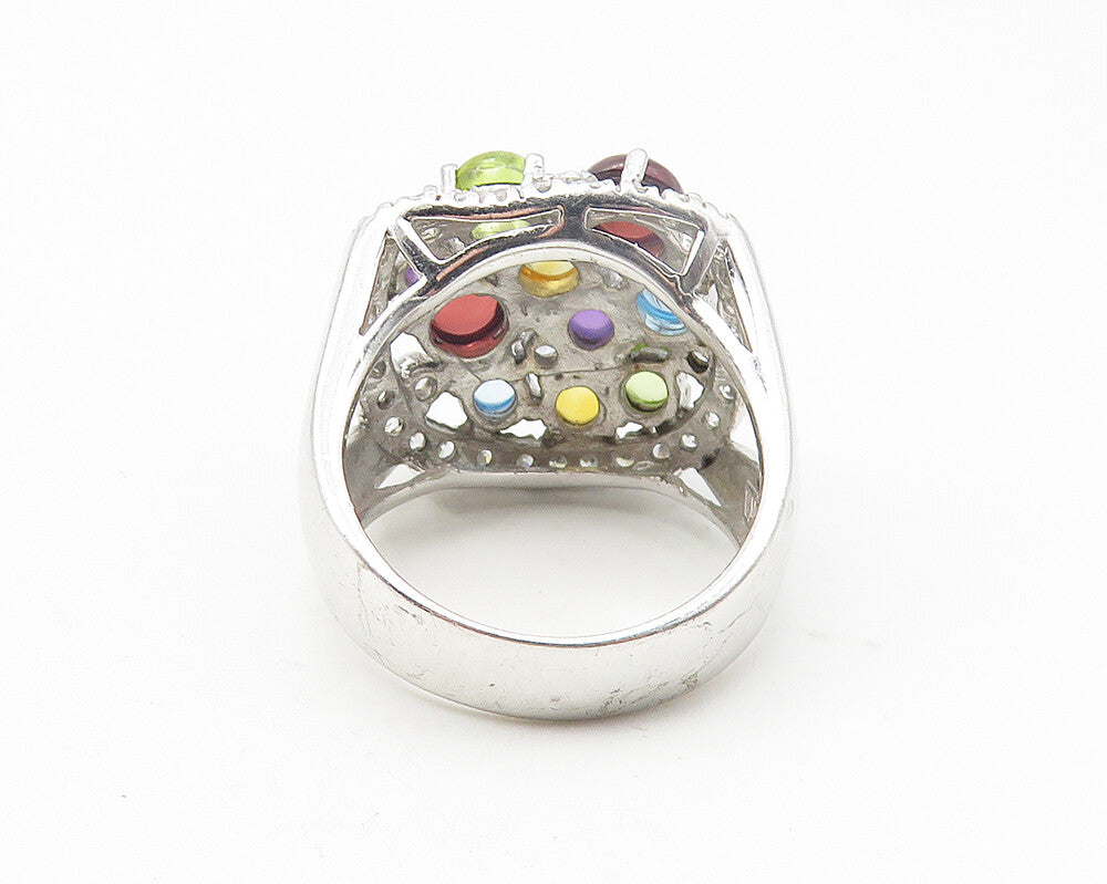 SETA 925 Sterling Silver Topaz Amethyst & Peridot Cluster Ring Sz 9  RG10983