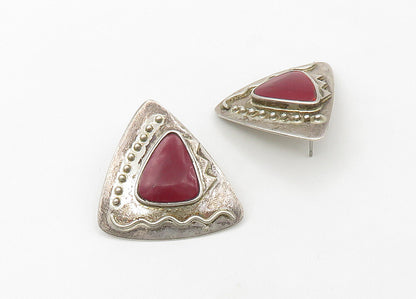 MEXICO 925 Sterling Silver  Vintage Carnelian Scribble Drop Earrings  EG10677