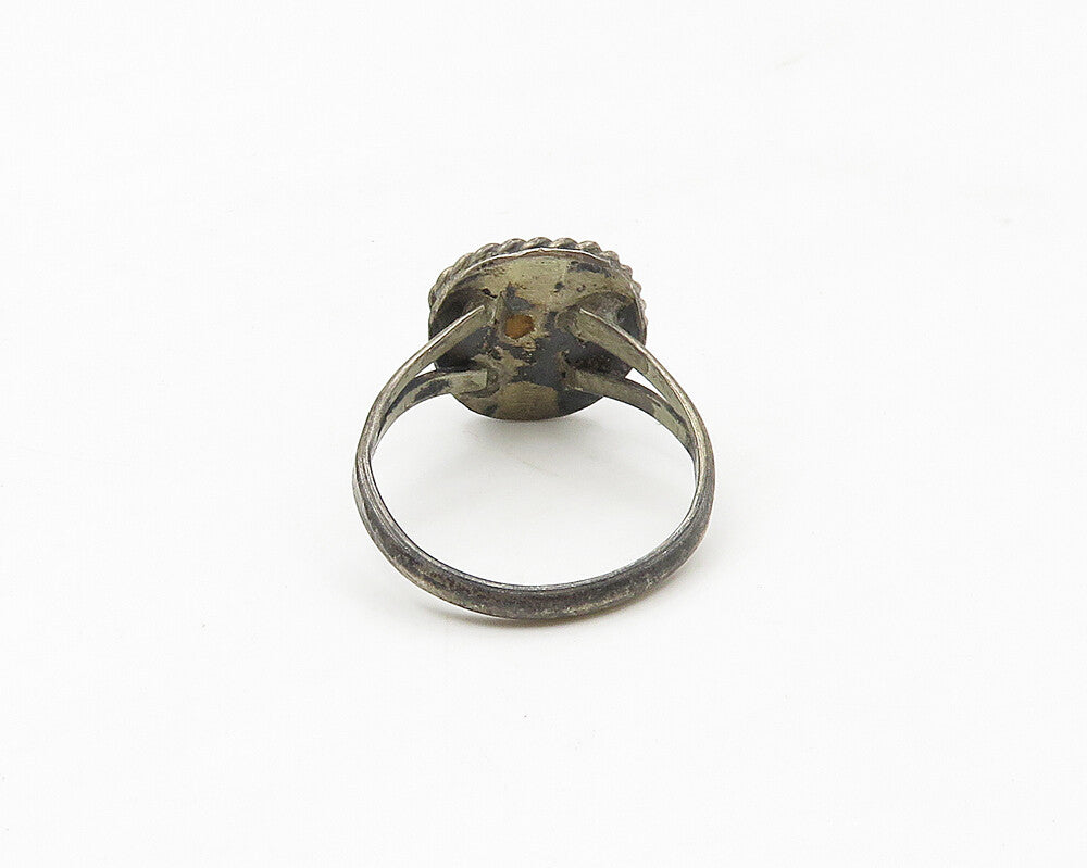 NAVAJO 925 Silver  Vintage Turquoise Twist Split Cocktail Ring Sz 8.5  RG17495