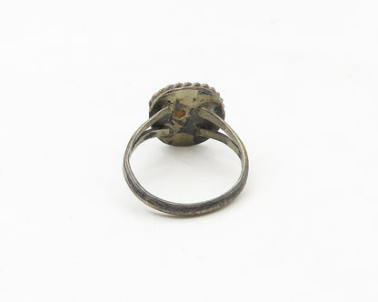 NAVAJO 925 Silver  Vintage Turquoise Twist Split Cocktail Ring Sz 8.5  RG17495