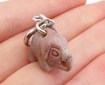DANECRAFT 925 Sterling Silver  Vintage Rhodonite Elephant Pendant  PT3892
