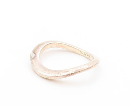 925 Sterling Silver Vintage Ring Infinity Wave Single CZ Stone  Sz 8  RG32806