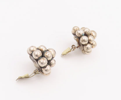 925 Sterling Silver Vintage Earrings MEXICO Heavy Solid Bead Cluster  EG12930