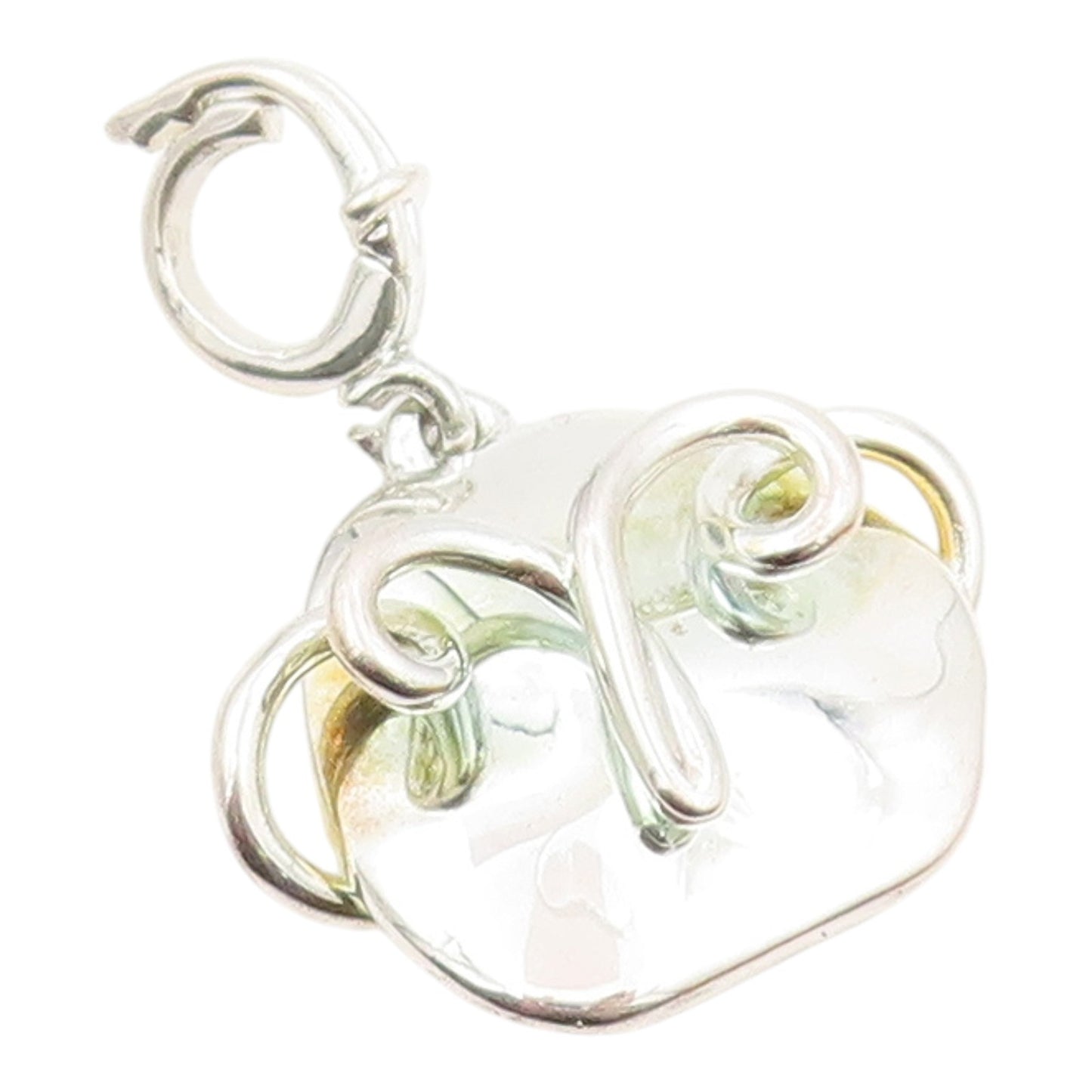 925 Sterling Silver  Vintage Shiny Modernist Swirl Design Pendant  PT7576