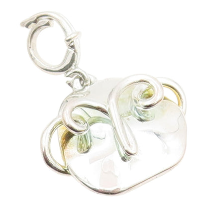 925 Sterling Silver  Vintage Shiny Modernist Swirl Design Pendant  PT7576