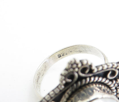 925 Sterling Silver  Vintage Pearl Dome Shiny Swirl Cocktail Ring Sz 7  RG7854