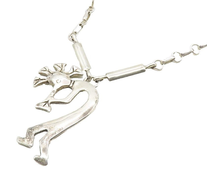 GLENN & IRENE SANDOVAL NAVAJO 925 Silver  Vintage Kokopelli Necklace  NE1868