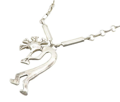GLENN & IRENE SANDOVAL NAVAJO 925 Silver  Vintage Kokopelli Necklace  NE1868