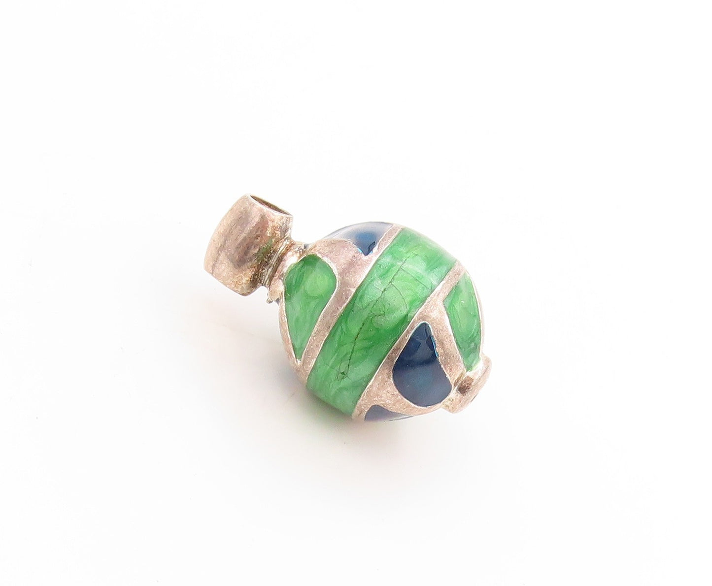 925 Sterling Silver Vintage Pendant Enameled Geometric Sphere Design  PT25120