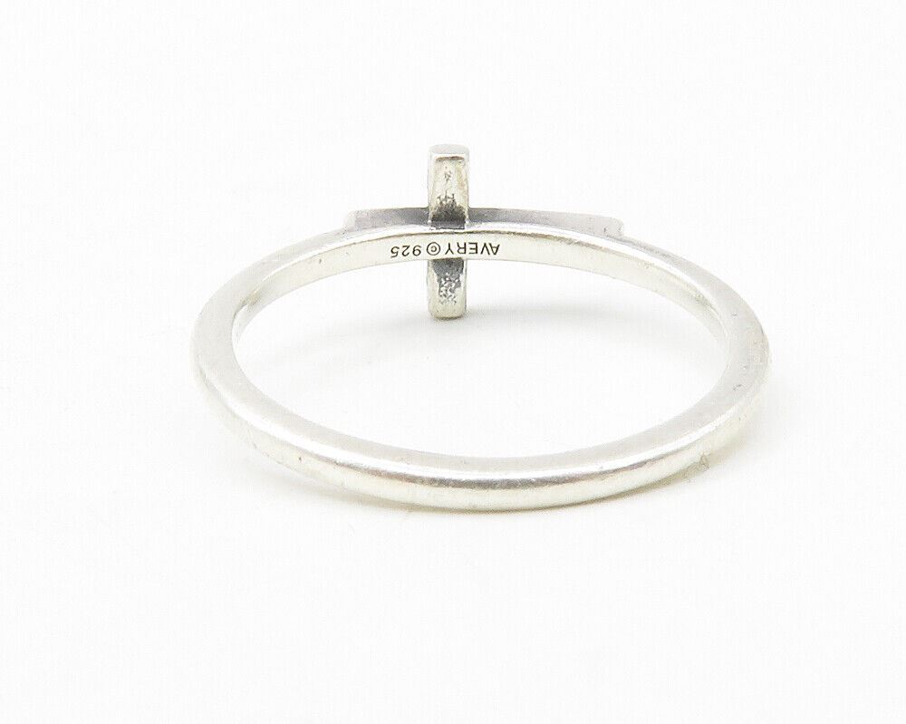AVERY 925 Sterling Silver  Vintage Religious Cross Band Ring Sz 7.5  RG12721