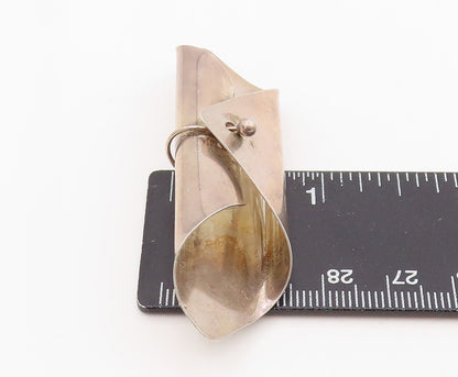 925 Sterling Silver Vintage Brooch ORNA Modernist Folded Ribbon Wave  BP12071