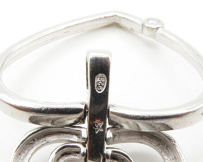 925 Sterling Silver  Cubic Zirconia Graduated Love Hearts Pendant  PT11502