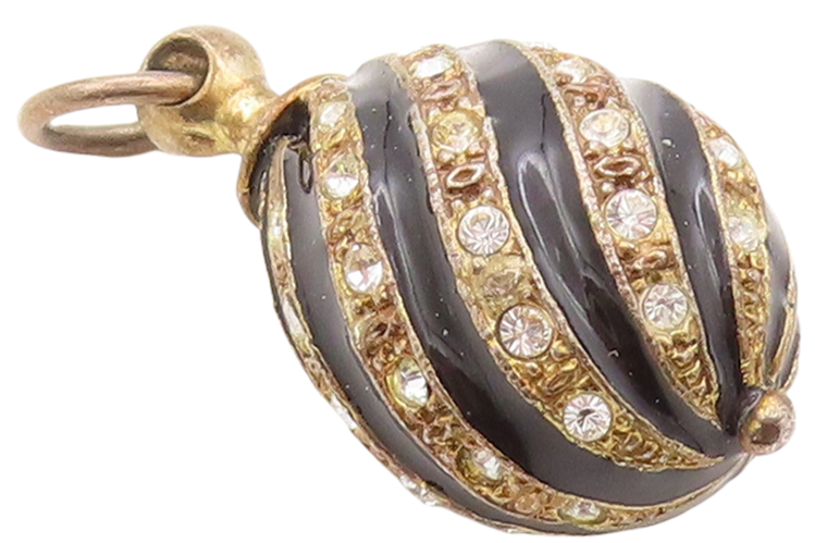 925 Sterling Silver Vintage Pendant Gold Plated Enameled CZ Inlay  PT23600
