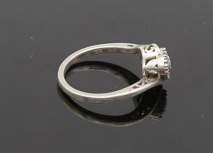 925 Sterling Silver  Vintage Genuine Diamonds Heart Band Ring Sz 7  RG20935
